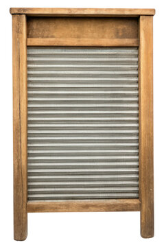 Vintage washboard for traditional laundry practices on a transparent background