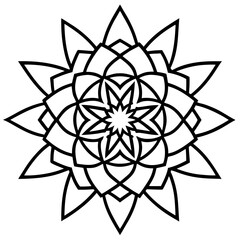 Pixelated digital style mandala line art vector illustration 