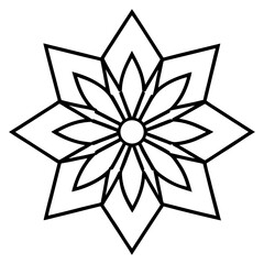 Radial symmetry design mandala line art vector illustration 