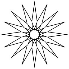 Obraz premium Radiating starburst mandala line art vector illustration 