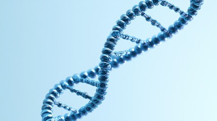 DNA helix, scientific illustration, light blue background, medical graphic