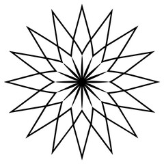 Obraz premium Radiating starburst mandala line art vector illustration