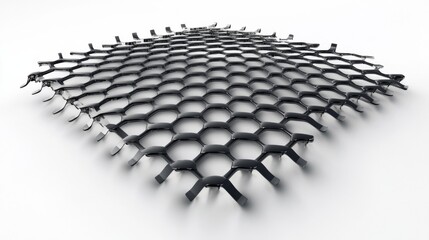 Obraz premium Black hexagonal mesh structure with a three-dimensional appearance