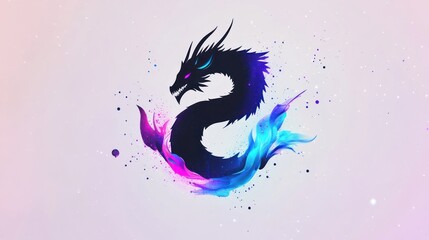 Abstract dragon design, colorful flames, creative background, digital art, stock photo