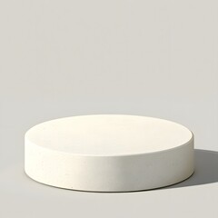 Minimalist Round Beige Concrete Pedestal Display Stand