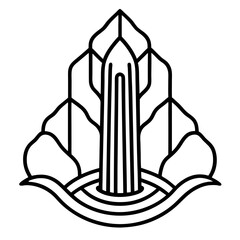 Waterfall cascade mandala line art vector illustration 