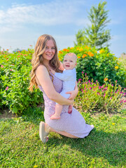 mother and son in the summer