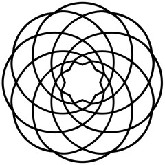 Interwoven concentric circles mandala line art vector illustration 