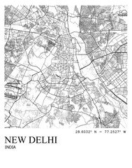 Delhi Minimalist Digital Map Print