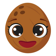 Fototapeta premium Smiling walnut character with big shiny eyes and joyful face ideal for children's books food designs packaging and educational materials