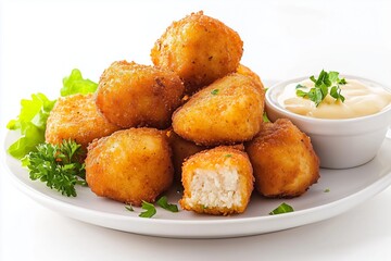 Fototapeta premium Nuggets and Mayo on white Background