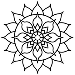 Mandala with fractal element line art vector illustration 