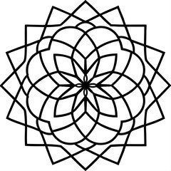 Mandala with mathematical tessellation line art vector illustration 