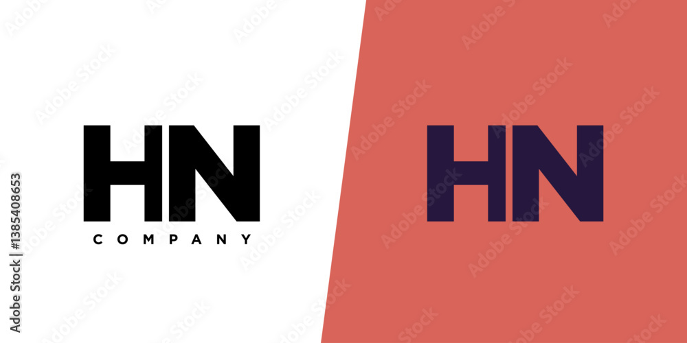Fototapete letter h and n, hn logo design template. minimal monogram initial based logotype.