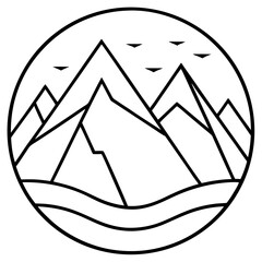Mountain range mandala line art vector illustration 