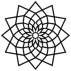 Optical illusion mandala line art vector illustration 