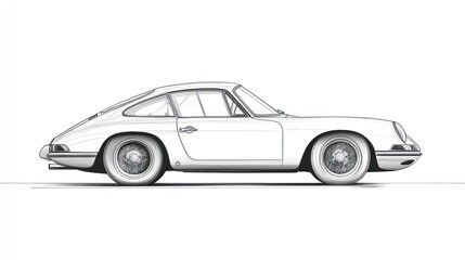 Fototapeta premium Classic Coupe Side Profile, White Background