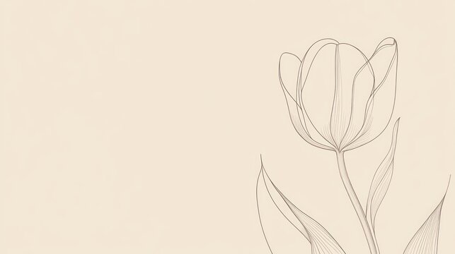 Beige background tulip line art design (1)