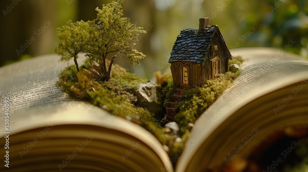 Poster a tiny enchanted kingdom hidden in the pages of a book
