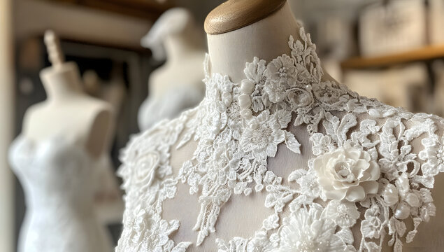 wedding dress in bridal room background Banner