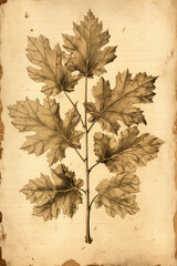 Fig tree leaf old vintage anttique botanical illustration