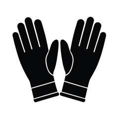 Obraz premium Black glove silhouette shows hand and fingers offering protection icon vector