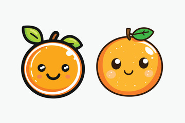 Obraz premium Cute Cartoon Oranges with Happy Expressions