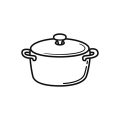 Cooking Pot Doodle simple Cookware Line Art Illustration