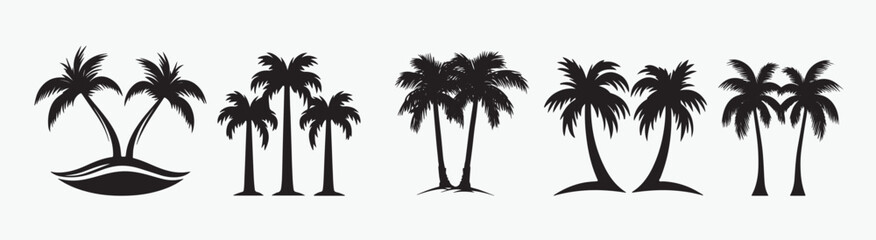 Silhouette of Different Palm Trees. Palm tree silhouettes 