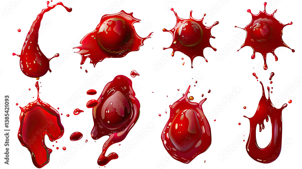 Aufkleber vibrant splashes of red: dynamic display of vividly colored fluid, showcasing captivating forms, fro