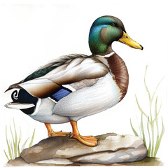 Watercolor Duck white background