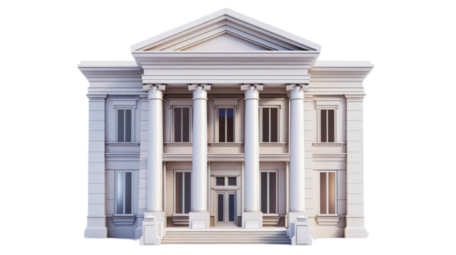 Elegant Facade: A stately, detailed architectural marvel captivates with its grandeur, showcasing the beauty and timelessness of neoclassical design and the intricate details of the structure.