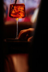 Beautiful red glass with aperol
