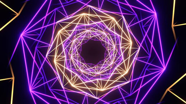 Purple and Yellow Neon Grided Lines Background VJ Loopin in 4K