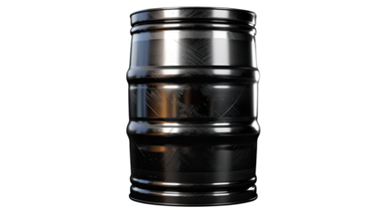 Metal Barrel: A sleek, industrial metal barrel gleams with a metallic finish, a symbol of storage and containment, perfect for industrial themes or conveying a sense of strength and resilience.