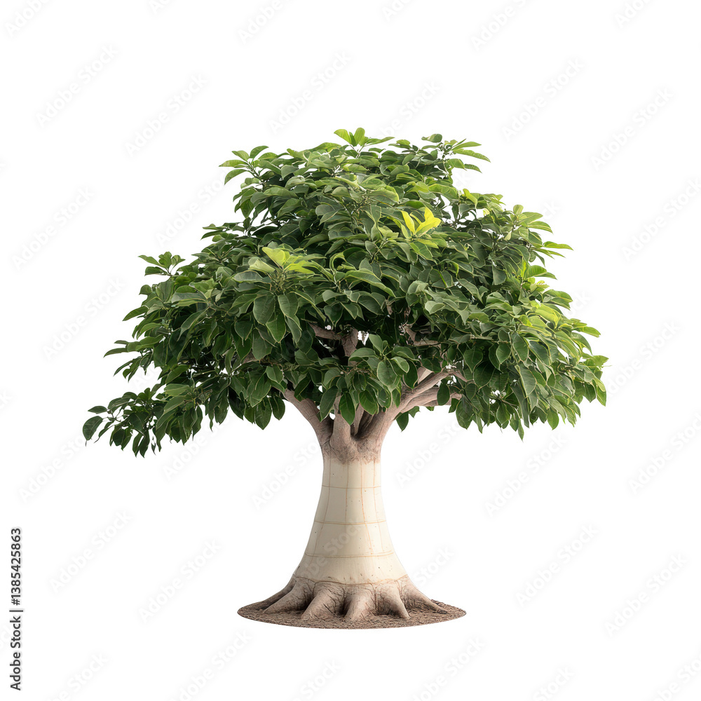 Poster lush green tree with expansive foliage and sturdy trunk isolated on transparent background