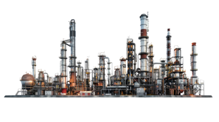 Industrial Vista: A detailed view of a bustling industrial complex, showcasing intricate machinery and infrastructure, representing the backbone of modern industry.