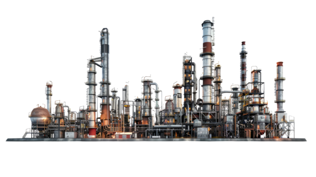 Industrial Vista: A detailed view of a bustling industrial complex, showcasing intricate machinery and infrastructure, representing the backbone of modern industry.