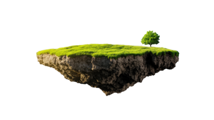 Floating Island: A solitary tree thrives on a whimsical, floating island, showcasing nature's resilience and offering a surreal scene of serenity and ecological balance. 