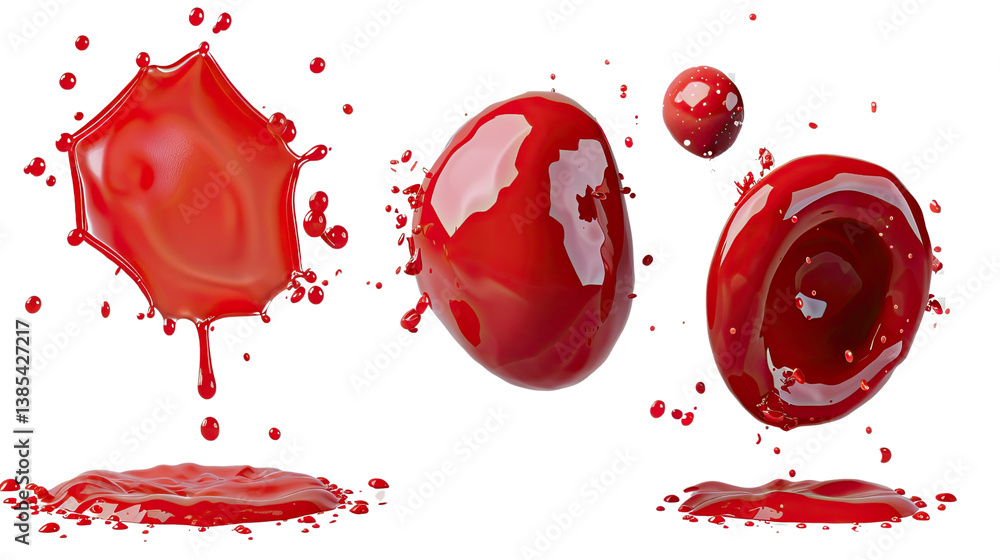 Aufkleber red splashes: captivating droplets of red liquid form a visually striking display, creating a sense 
