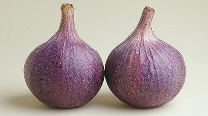 Two Ripe Purple Figs Close-up Studio Shot