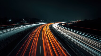 Obraz premium Dynamic Light Trails on a Highway at Night.