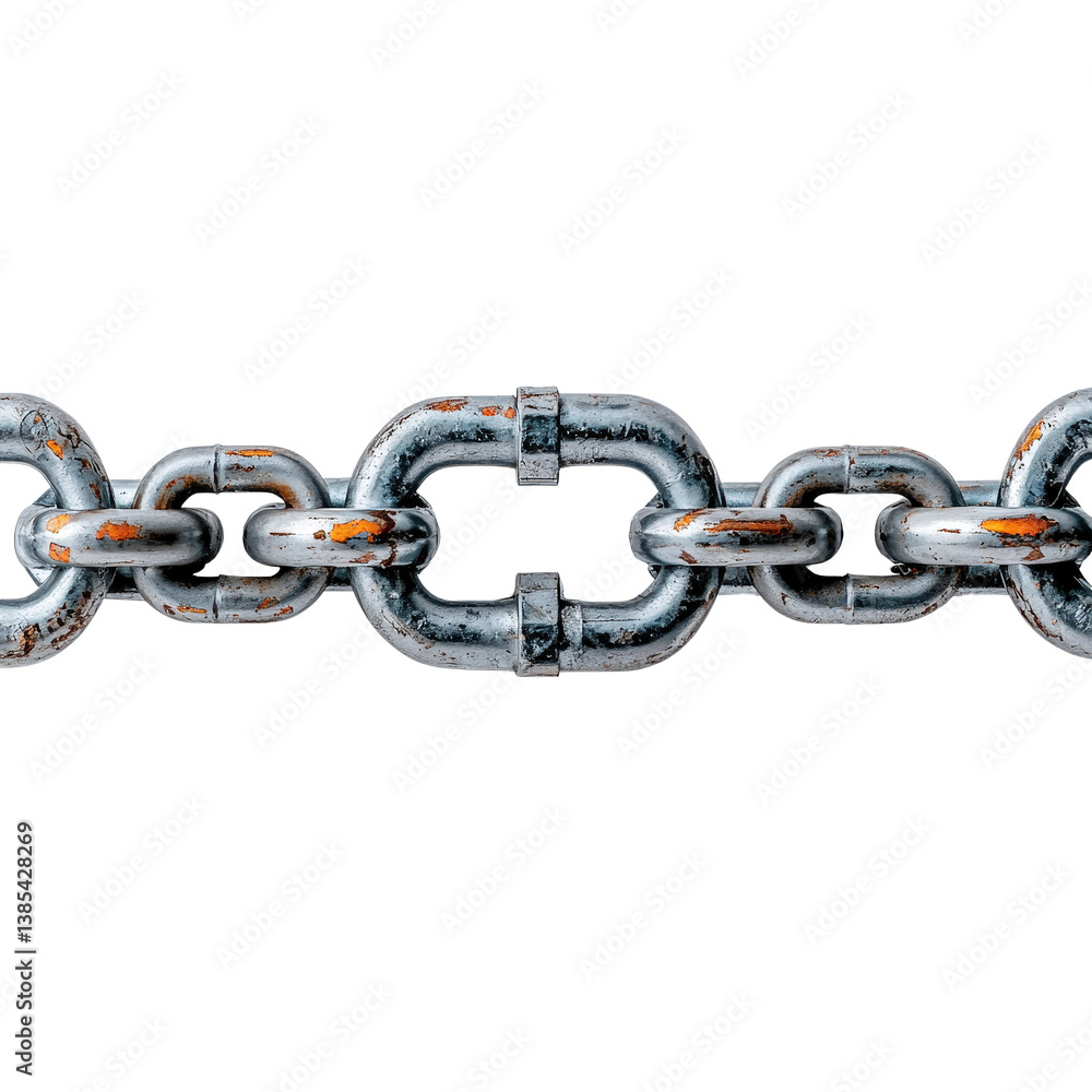 Aufkleber rusty metal chain links with weathered texture and detailed surface close-up view