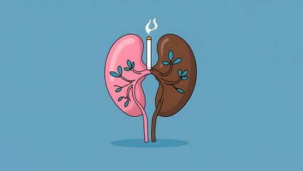 Paper Cut Lung and Cigarette on Blue Background – World No Tobacco Day Awareness Concept