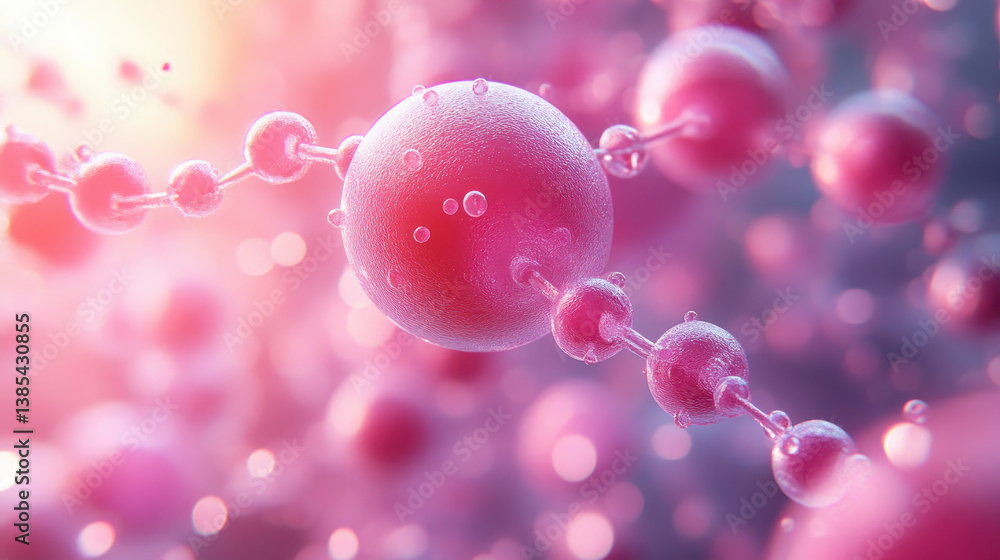 Poster vibrant 3d molecular structure with abstract connections in colorful space