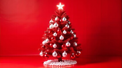 Xmas tree with red background