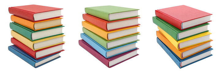  Set of  A photo of a color books 3D rendering isolated on a transparent background