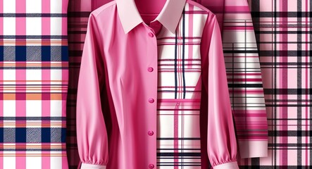 Plaid pattern in sweet pink clothing in illustration background
