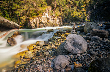 waterflow cascade river long exposure good light 