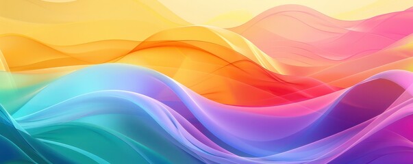 Obraz premium Colorful background with simple wave shapes, a green, yellow and purple color scheme wallpaper gradient.
